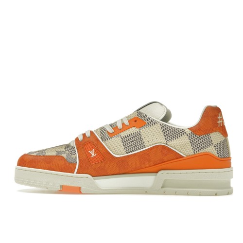 Кроссы Louis Vuitton LV Trainer Damier White Orange - мужская сетка размеров