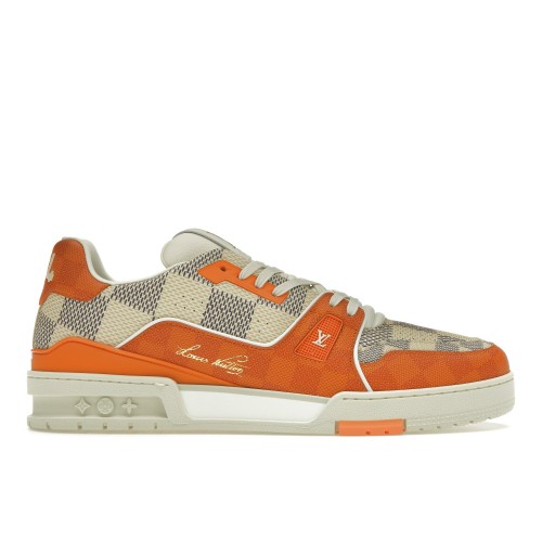 Кроссы Louis Vuitton LV Trainer Damier White Orange - мужская сетка размеров
