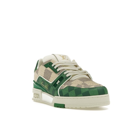 Кроссы Louis Vuitton LV Trainer Damier White Green - мужская сетка размеров