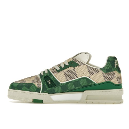 Кроссы Louis Vuitton LV Trainer Damier White Green - мужская сетка размеров