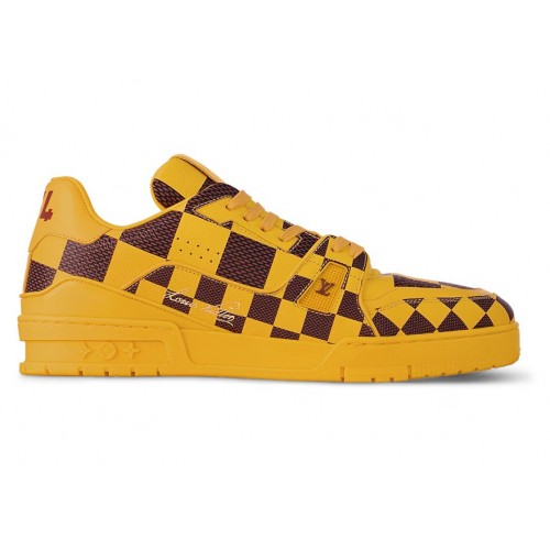 Кроссы Louis Vuitton LV Trainer Sneaker Damier Pop Yellow - мужская сетка размеров