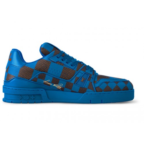Кроссы Louis Vuitton LV Trainer Sneaker Damier Pop Blue - мужская сетка размеров