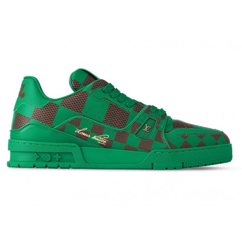 Кроссы Louis Vuitton LV Trainer Sneaker Damier Pop Green - мужская сетка размеров