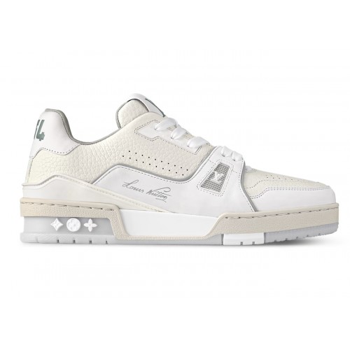 Кроссы Louis Vuitton Trainer Cream White Grey Signature (W) - женская сетка размеров