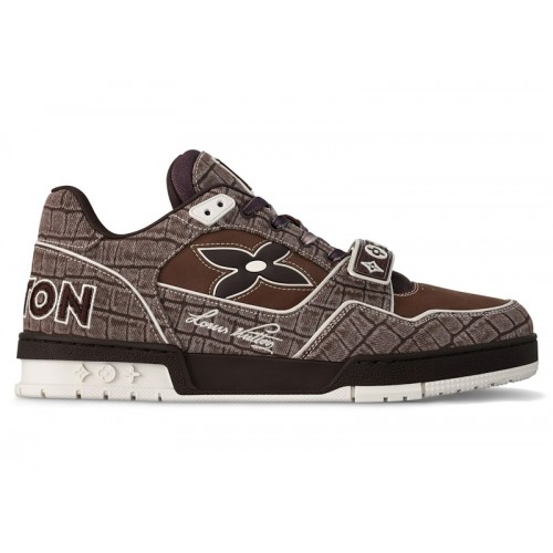 Louis Vuitton LV Trainer Mocha Brown Crocodile - мужская сетка размеров
