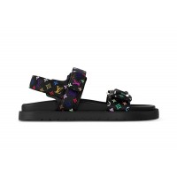 Женские Louis Vuitton LV Sunset Flat Comfort Sandal Takashi Murakami Black (W)