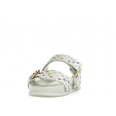 Женские Louis Vuitton Bom Dia Flat Comfort Mule Takashi Murakami White (W)