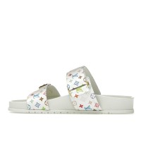 Женские Louis Vuitton Bom Dia Flat Comfort Mule Takashi Murakami White (W)