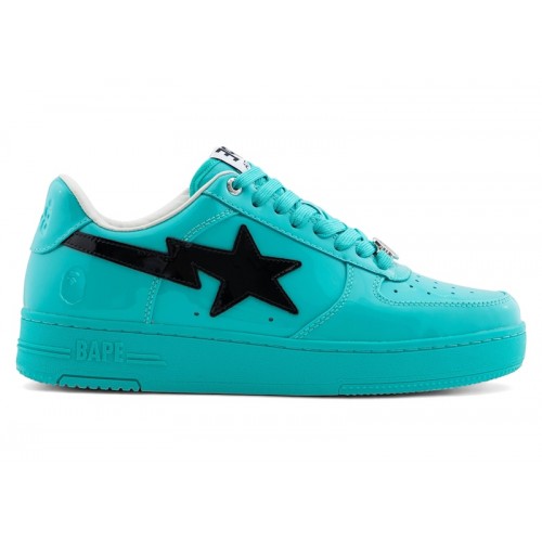 A Bathing Ape Bape Sta #1 Turquoise Blue Black Patent Leather - мужская сетка размеров