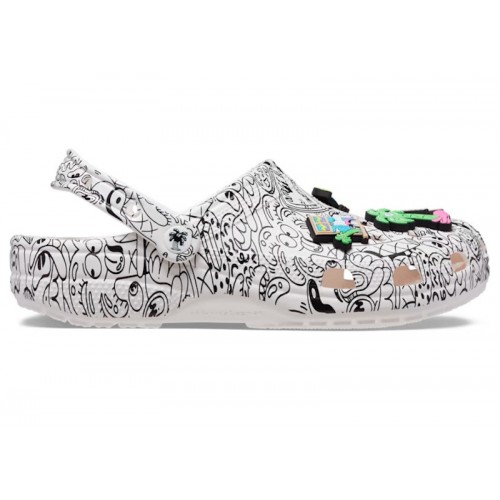 Crocs Classic Clog Steven Harrington Quickstrike White Black - мужская сетка размеров