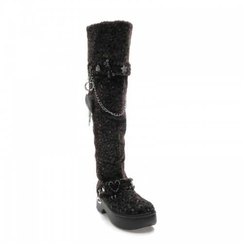 Crocs Classic Unfurgettable Knee High Boot Black Leopard (W) - женская сетка размеров Crocs Classic Unfurgettable Knee High Boot Black Leopard (W) - женская сетка размеров