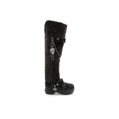 Crocs Classic Unfurgettable Knee High Boot Black Leopard (W) - женская сетка размеров