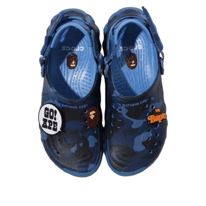 BAPE x Crocs Echo RO Clog Blue Camo - мужская сетка размеров BAPE x Crocs Echo RO Clog Blue Camo - мужская сетка размеров