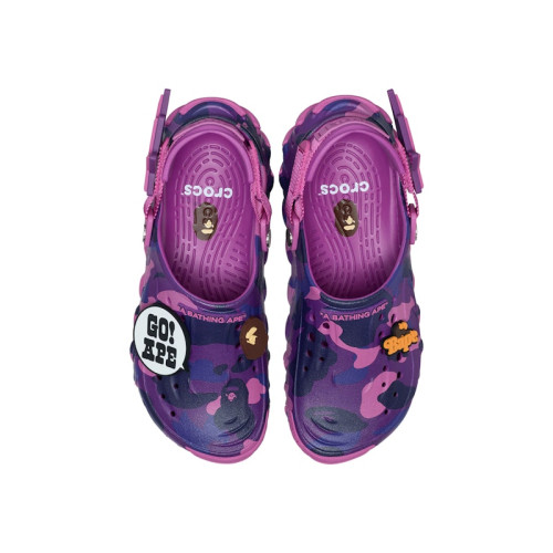 BAPE x Crocs Echo RO Clog Purple Camo - мужская сетка размеров BAPE x Crocs Echo RO Clog Purple Camo - мужская сетка размеров
