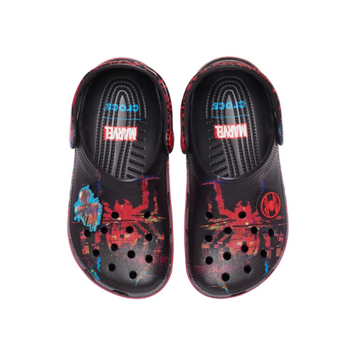 Spiderverse Miles x Crocs Classic Clog Kids Black Red - детская сетка размеров Spiderverse Miles x Crocs Classic Clog Kids Black Red - детская сетка размеров