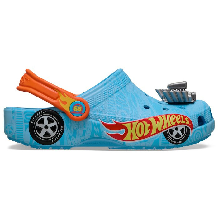 Crocs Classic Clog Hot Wheels GS Blue Orange - детская сетка размеров Crocs Classic Clog Hot Wheels GS Blue Orange - детская сетка размеров