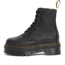 Dr. Martens Jadon Faux Fur Lined Pisa Leather Platform Lace Up Boot Black
