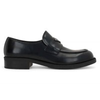 Prada Triangle-Logo Slip-On Loafers Black