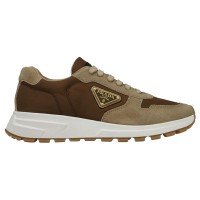 Prada PRAX 01 Sneakers Re-Nylon Brushed Leather Ecru Brown