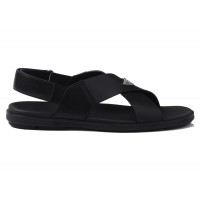 Prada Crisscross Leather Sandals Black