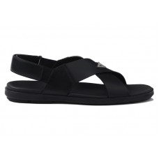 Prada Crisscross Leather Sandals Black