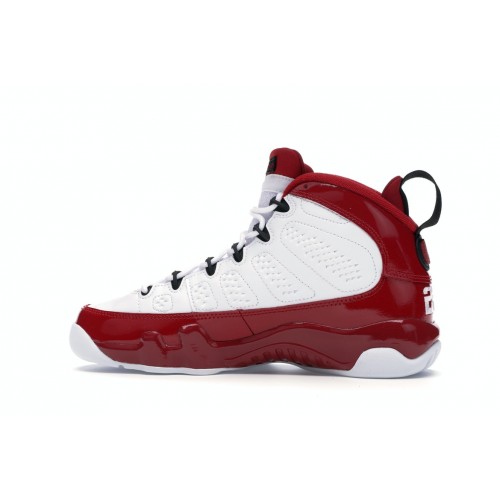 Кроссы Jordan 9 Retro White Gym Red (GS) - подростковая сетка размеров