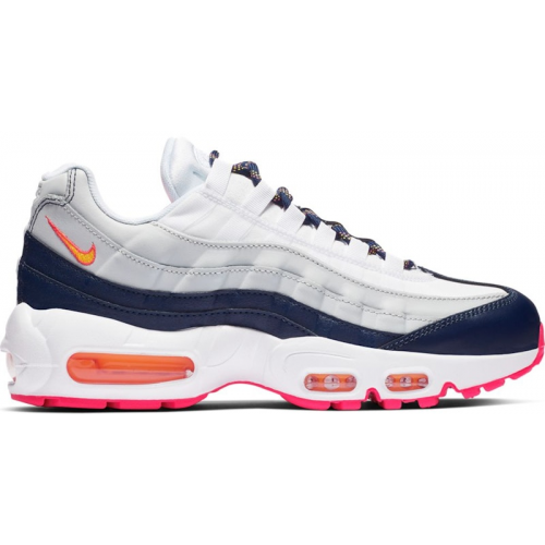 Кроссы Nike Air Max 95 Midnight Navy Pure Platinum Laser Orange (W) - женская сетка размеров