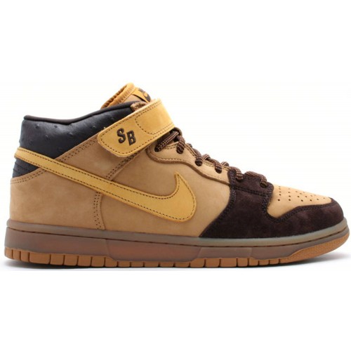 Кроссы Nike SB Dunk Mid Wheat Bronze - мужская сетка размеров