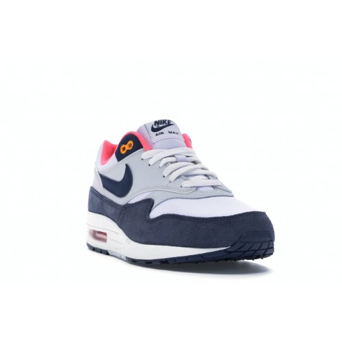 Кроссы Nike Air Max 1 Pure Platinum Midnight Navy Racer Pink (W) - женская сетка размеров