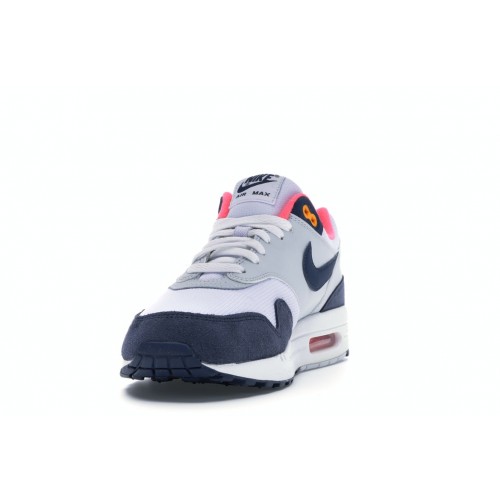 Кроссы Nike Air Max 1 Pure Platinum Midnight Navy Racer Pink (W) - женская сетка размеров