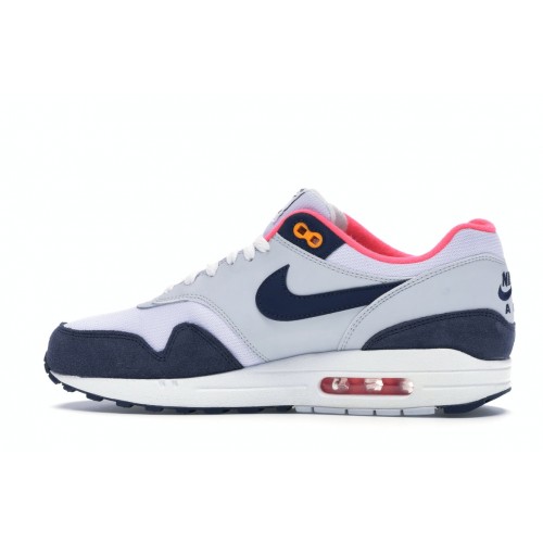 Кроссы Nike Air Max 1 Pure Platinum Midnight Navy Racer Pink (W) - женская сетка размеров