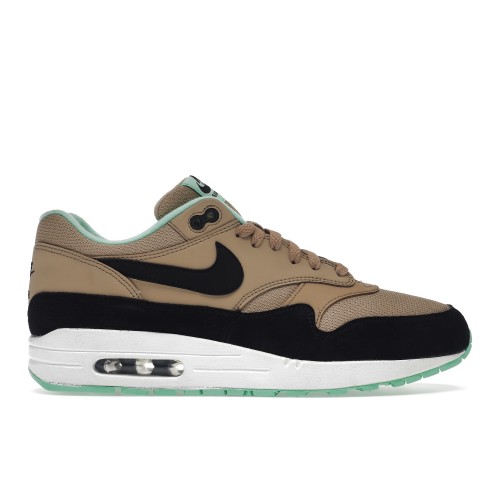 Кроссы Nike Air Max 1 Desert Black Green Glow (W) - женская сетка размеров