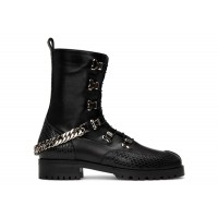 Женские Christian Louboutin Horse Guarda Flat Calf Boot Black Silver (W)