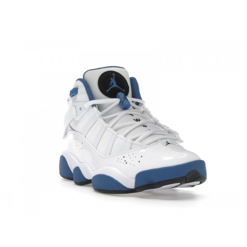 Air Jordan 6 Rings White Dark Marina Blue - мужская сетка размеров