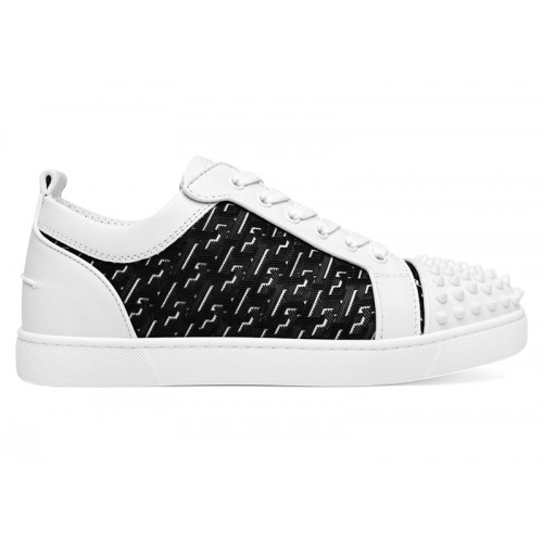 Christian Louboutin Louis Junior Spikes Orlato Flat CL Monogram White Black - мужская сетка размеров