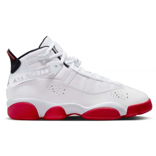 Air Jordan 6 Rings GS White University Red - подростковая сетка размеров