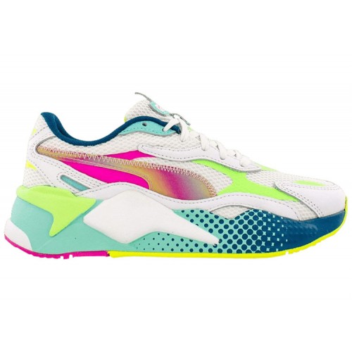 Кроссы Puma RS-X3 WR White Elektro Green (GS) - подростковая сетка размеров