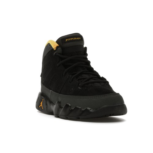 Кроссы Jordan 9 Retro Dark Charcoal University Gold (PS) - детская сетка размеров