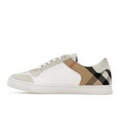 Кроссовки Burberry Leather Suede and House Check Sneakers Optic White