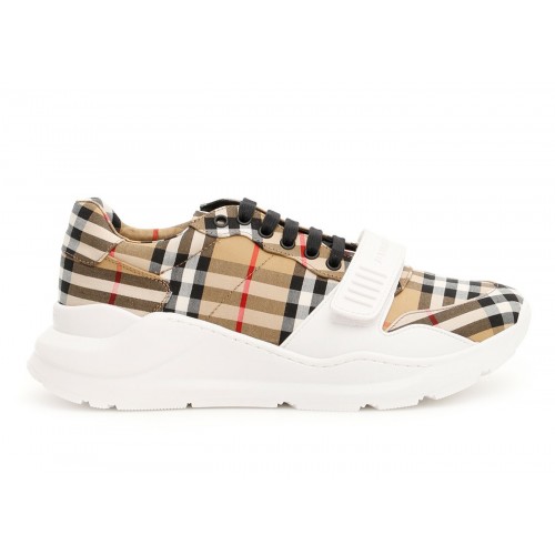 Кроссы Burberry Regis Vintage Check White - мужская сетка размеров