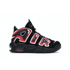 Подростковые кроссовки Nike Air More Uptempo Black White Laser Crimson (GS)