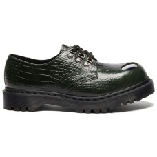 Dr. Martens 1461 Bex Steel Toe Leather Shoes Forest Green Croc Embossed Analine