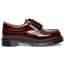 Dr. Martens Lowell Lacquered Moc Toe Shoes Cherry Red