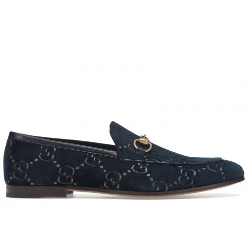 Gucci Jordaan GG Loafer Blue Velvet - мужская сетка размеров