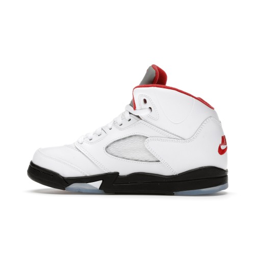 Кроссы Jordan 5 Retro Fire Red Silver Tongue (2020) (PS) - детская сетка размеров