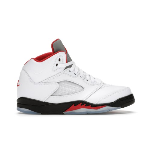 Кроссы Jordan 5 Retro Fire Red Silver Tongue (2020) (PS) - детская сетка размеров