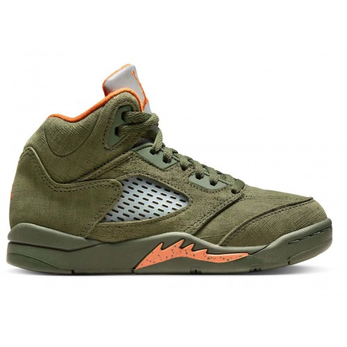 Кроссы Jordan 5 Retro Olive (2024) (PS) - детская сетка размеров