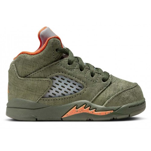 Кроссы Jordan 5 Retro Olive (2024) (TD) - детская сетка размеров