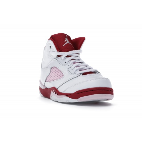 Кроссы Jordan 5 Retro White Pink Red (PS) - детская сетка размеров