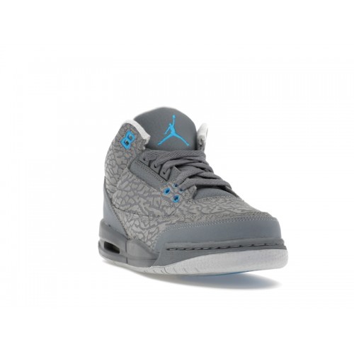 Air Jordan 3 Retro GS Cool Grey Blue Glow - подростковая сетка размеров